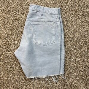 Vintage Levis 519 32x6 Light Blue Corduroy Cut Off Shorts High Waisted White